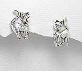 sterling silver cat earrings style A7062332