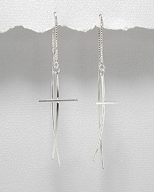 sterling silver cross earrings style A706785