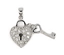 sterling silver cz heart key pendant ABZ125