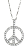 sterling silver Cubic Zirconia peace sign necklace ACZ305