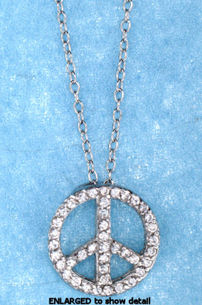 ACZN658 CZ peace sign necklace