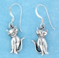 sterling silver cat earrings style AESE0588