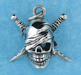 sterling silver skull pendant AGP76878