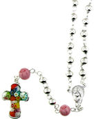sterling silver millefiori rosary AMP1260