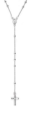 sterling silver cross rosary necklace