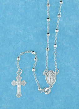 sterling silver cross rosary necklace