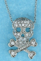 sterling silver skull Cubic Zirconia necklace ANP20591