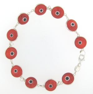 Evil Eye Bracelet EEB008 Orange Red