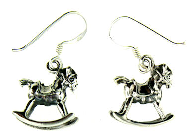 silver horse earrings ENLARGED