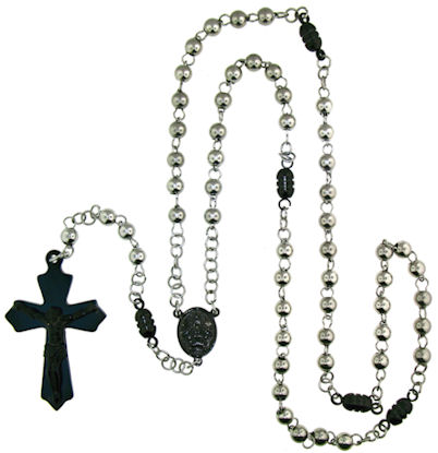 stainless steel cross rosary necklace NKJ0064