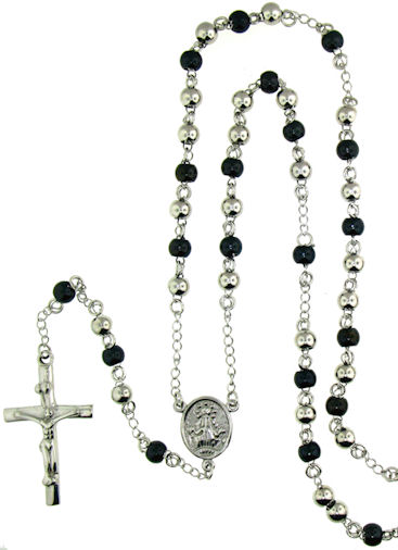 stainless steel cross rosary necklace NKJ0066