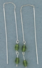 sterling silver threader earring T011 Green