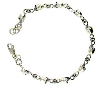 sterling silver skull bracelet WBR173