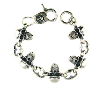 sterling silver skull bracelet WBR221