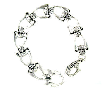 sterling silver skull bracelet WBR248