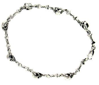 sterling silver skull bracelet WBR350