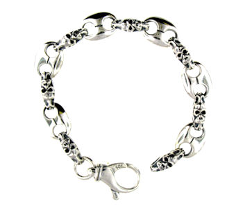 sterling silver skull bracelet WBR363