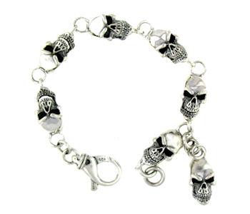 sterling silver skull bracelet WBR386