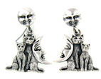 sterling silver cat earrings style WCE0719
